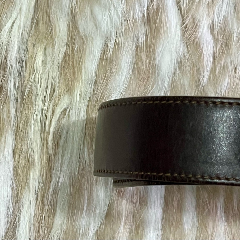 GUCCI G Gold Buckle Brown Leather Classic Unisex Belt - Picture 6 of 8